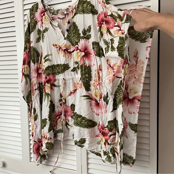 Hawaii Hangover Tropical print one size summer top drawstring waist adjustable - Picture 3 of 9